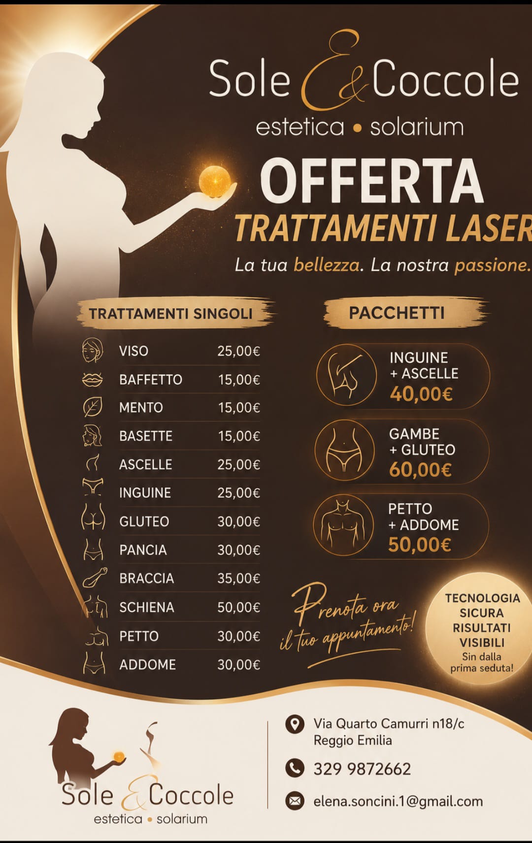 Offerta trattamenti laser Sole e Coccole Reggio Emilia